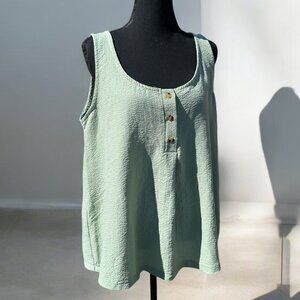 Sage Green Sleeveless Button-Front Top